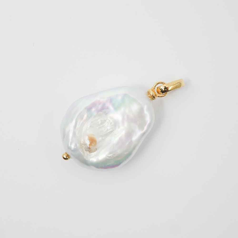 Freshwater Champagne Keshi Pearl Pendant  in Silver 18k Gold Plated