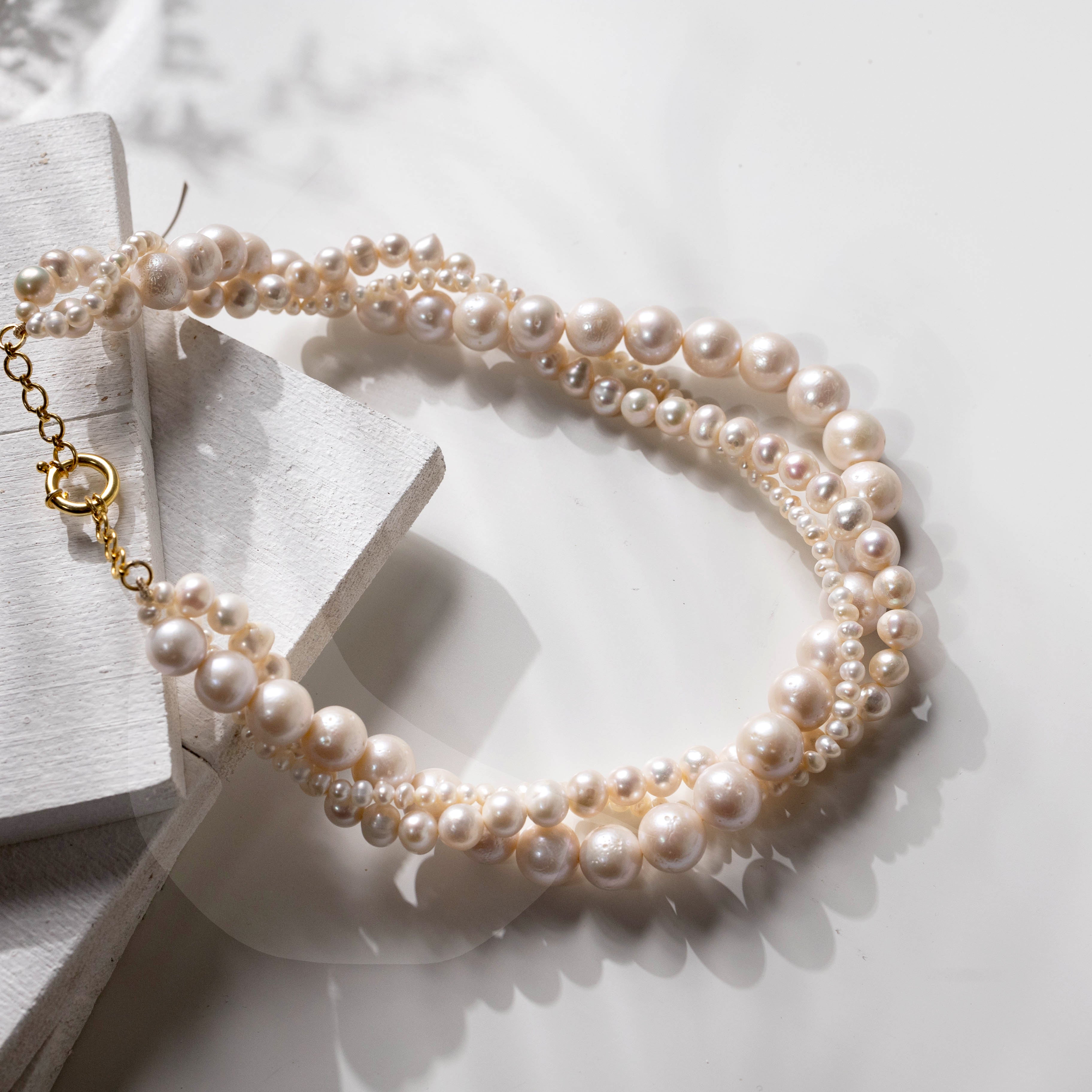 Twisted White Pearl Necklace