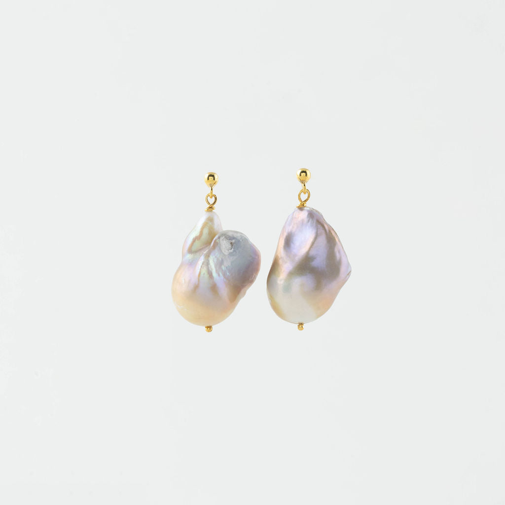 Champagne Baroque Pearl Stud Earrings