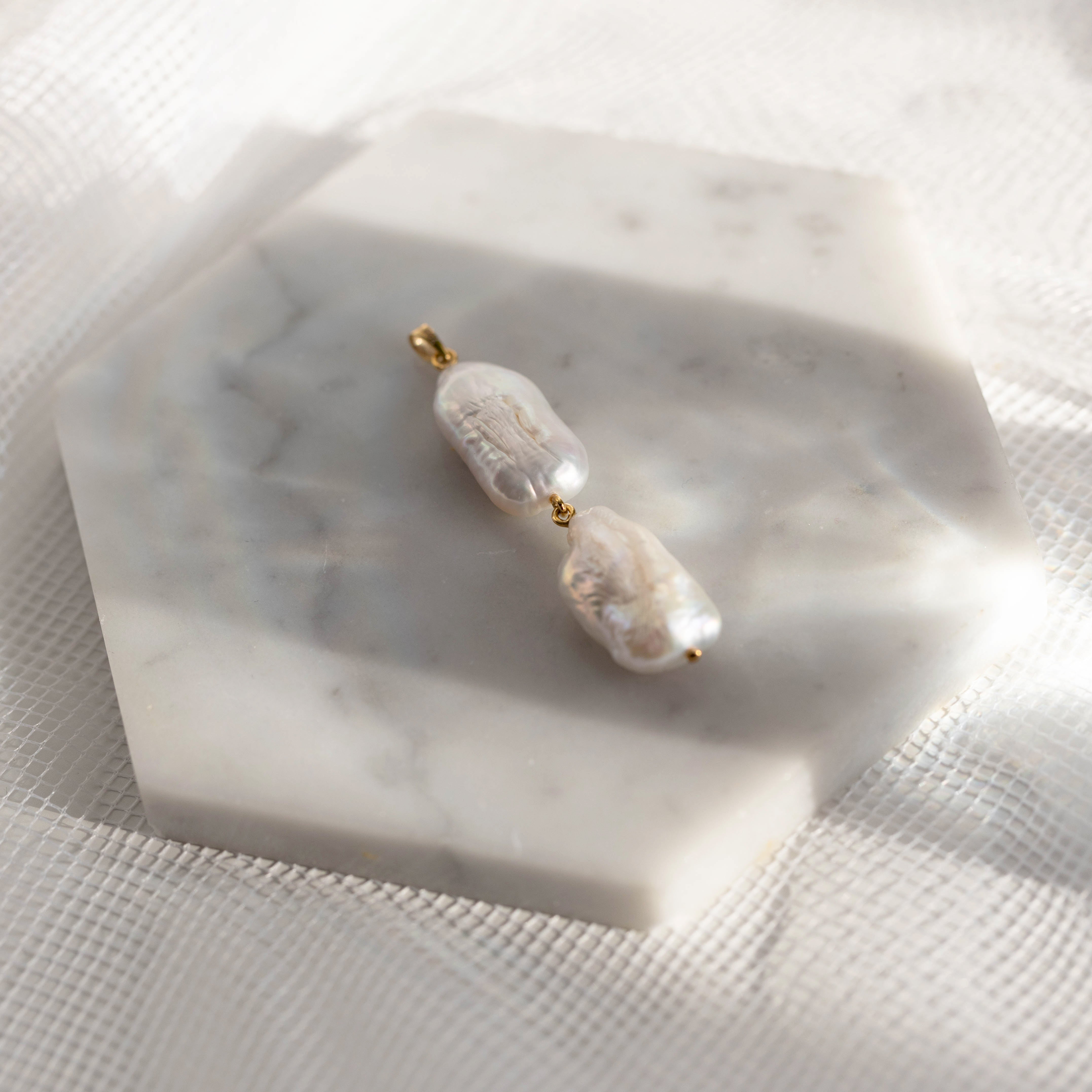 White Double Long Baroque Pendant