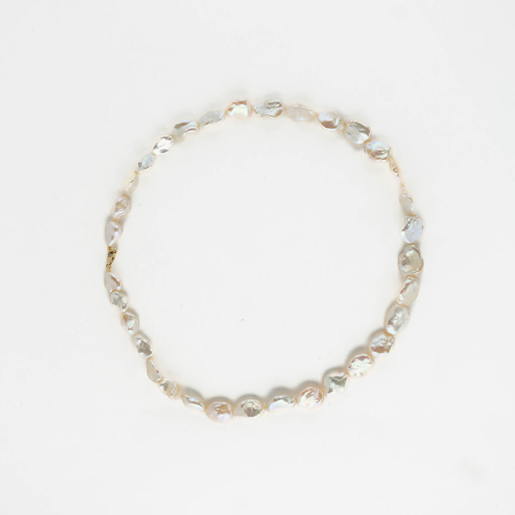White Shiny Keshi Pearl Necklace