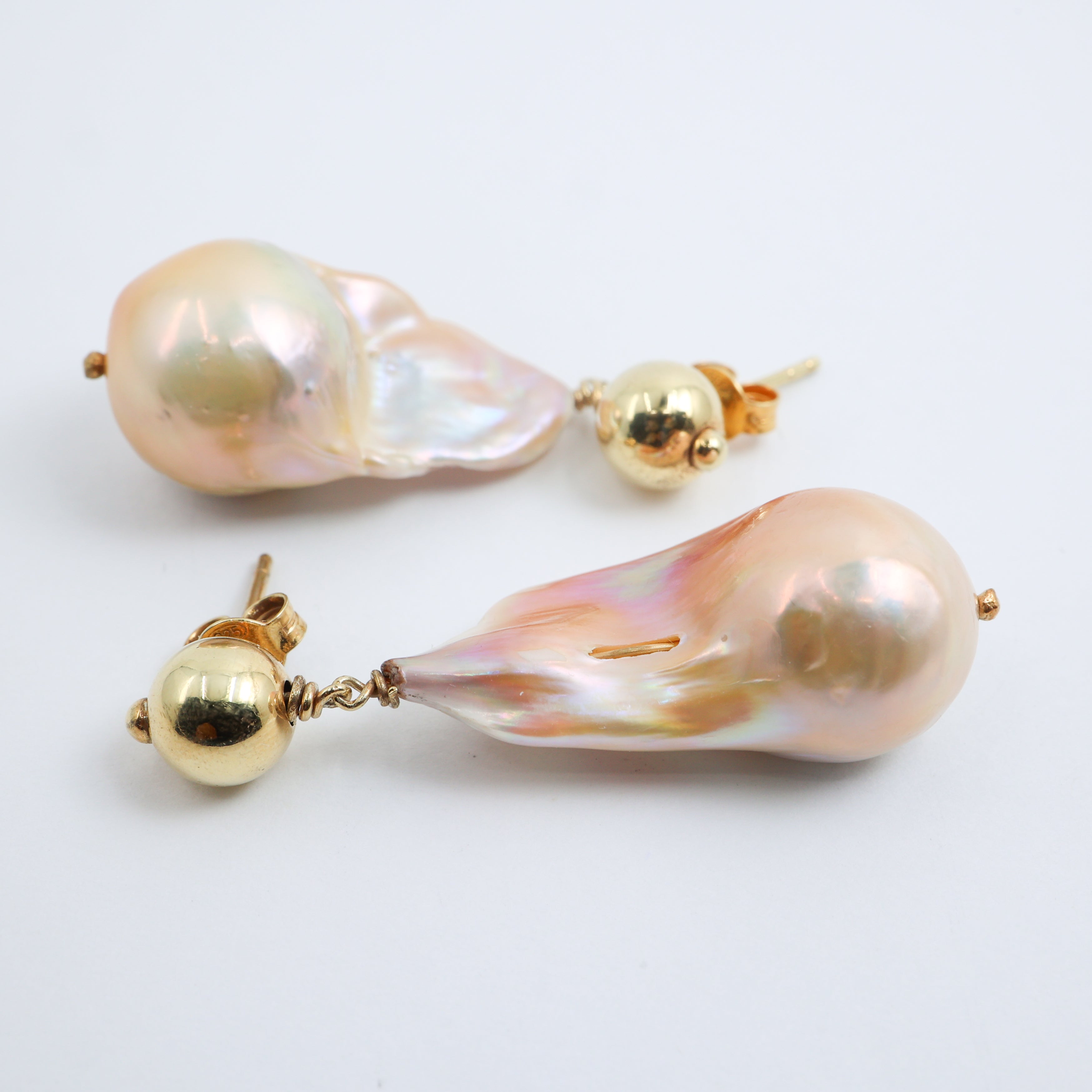 Pink Baroque Drop Earring in 18k Gold Plated Silver