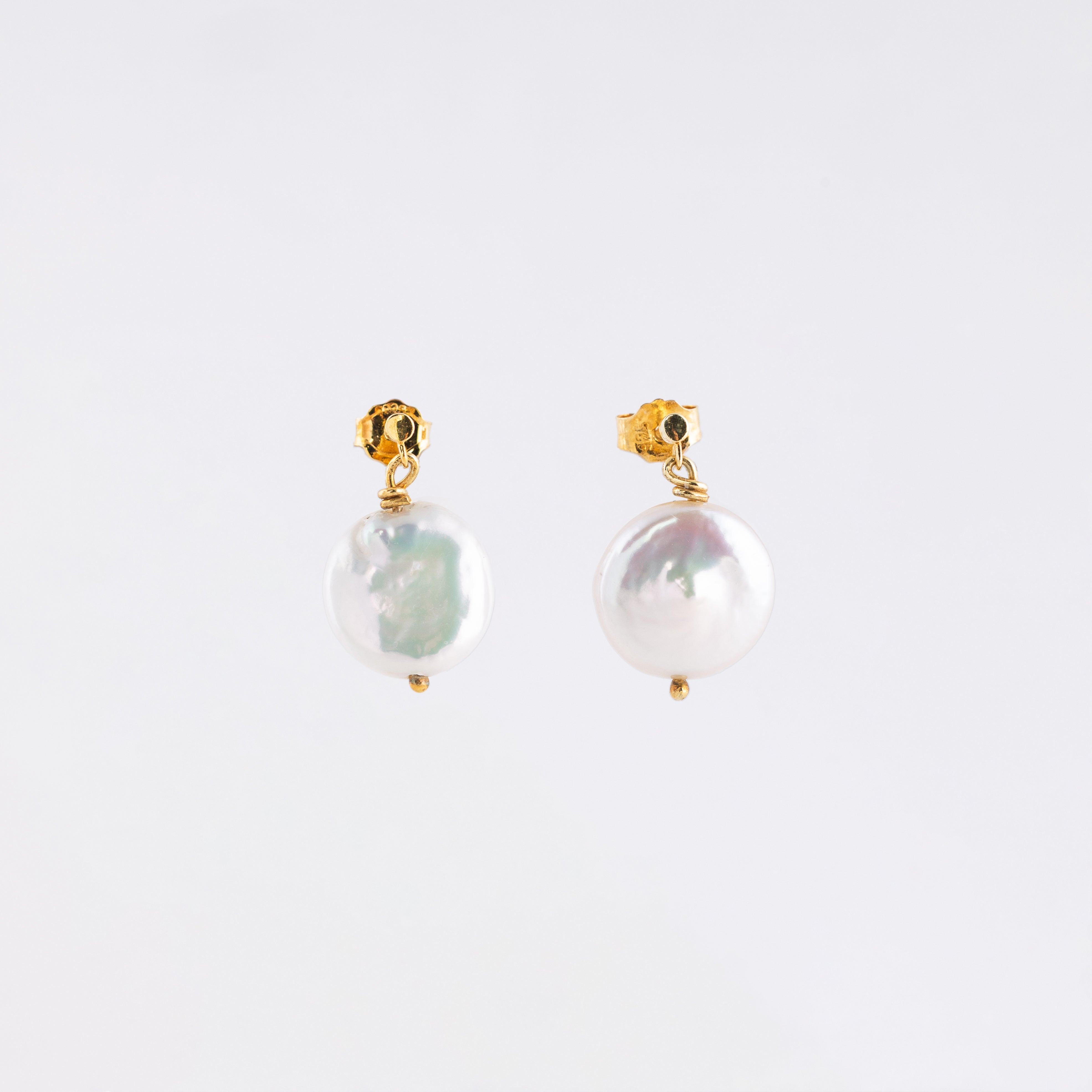 White Coin Pearl Drop Earring in 925 Silver