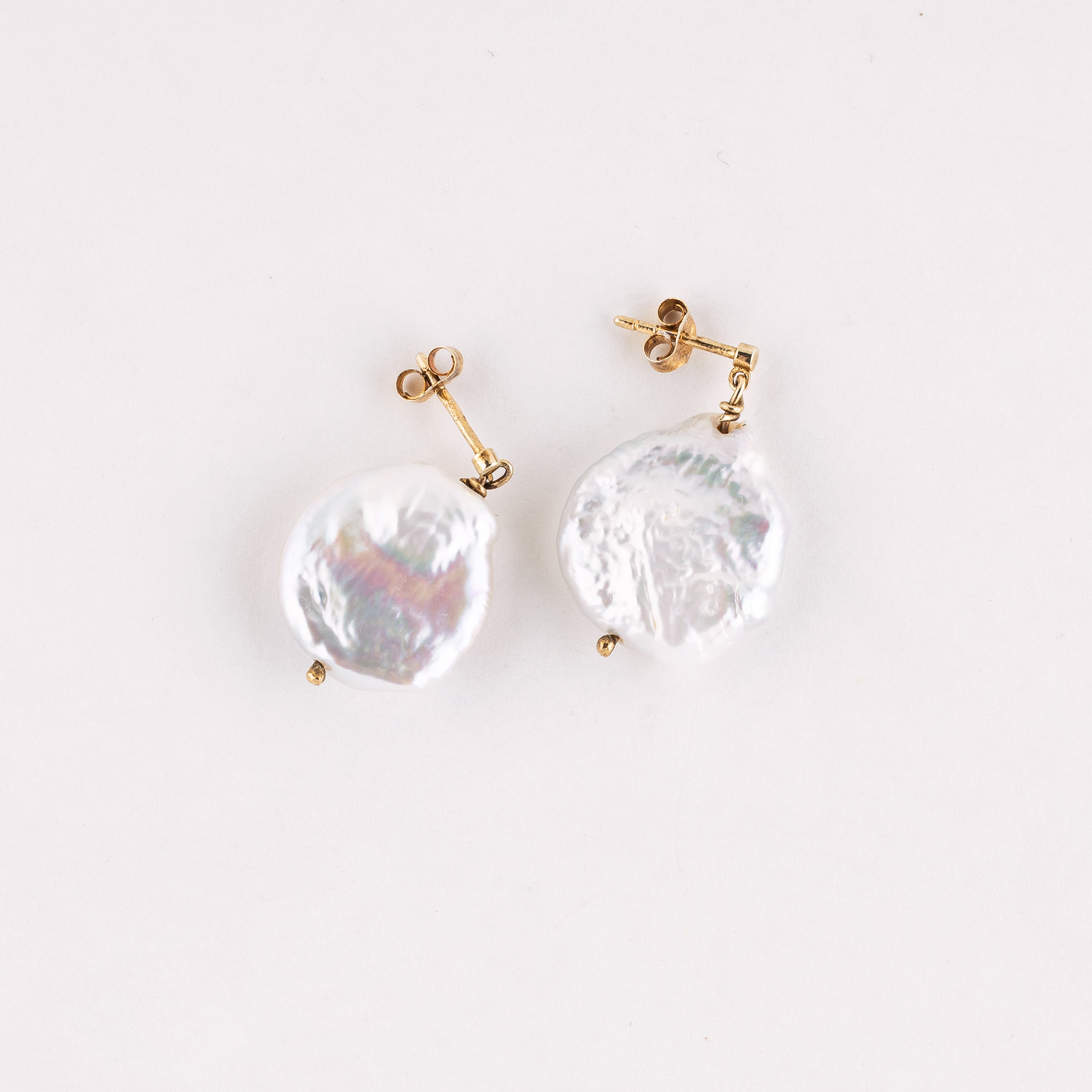 White Teardrop Flat Pearl Drop Earring in 925 Silver