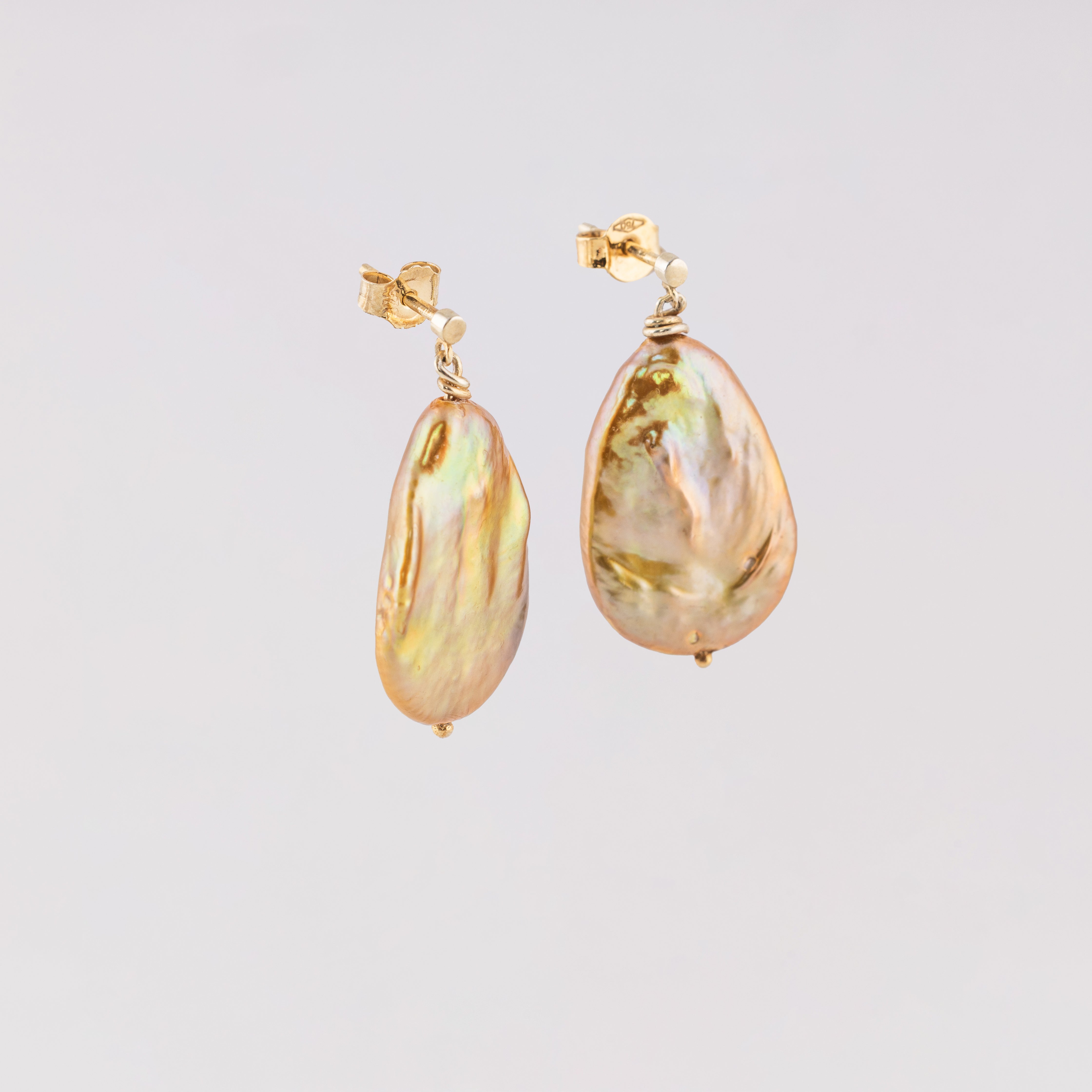 Peacock Green Teardrop Flat Pearl Drop Earring in 925 Silver