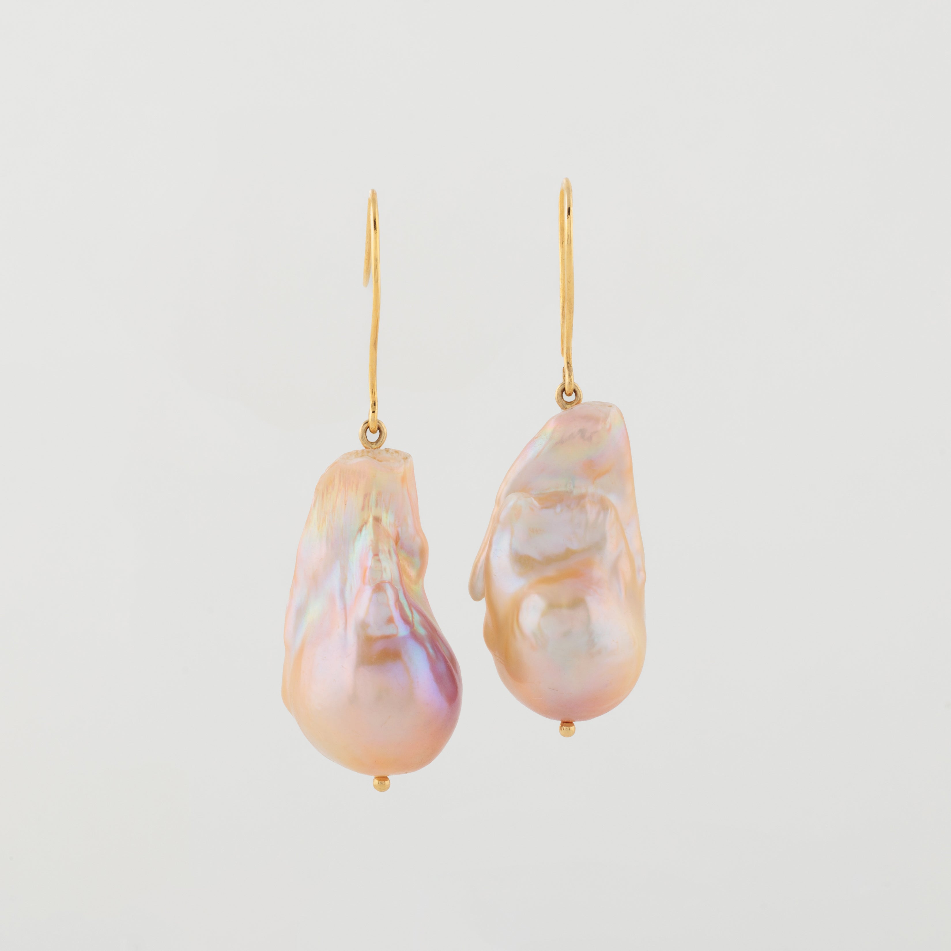 Pink Baroque Pearl Drop Earrings in 18k Gold