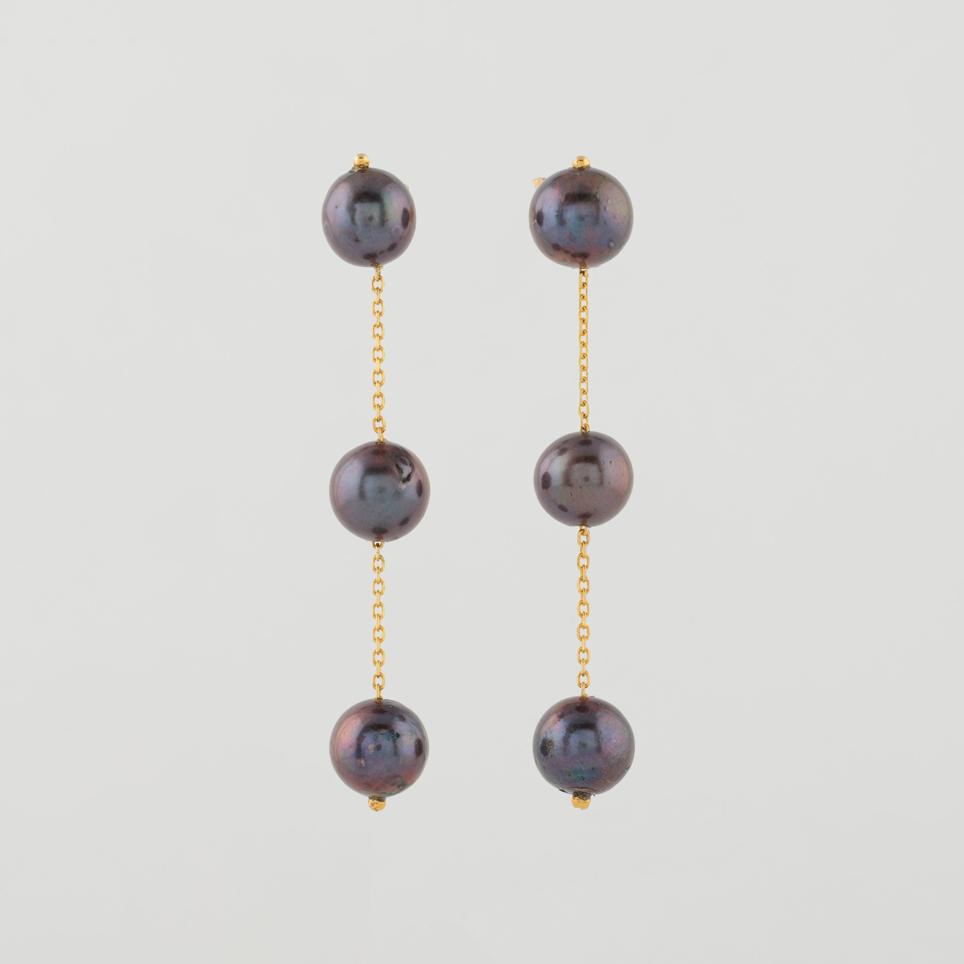 Black Pearl Drop Earring in 18k Gold Plated Sterling Silver