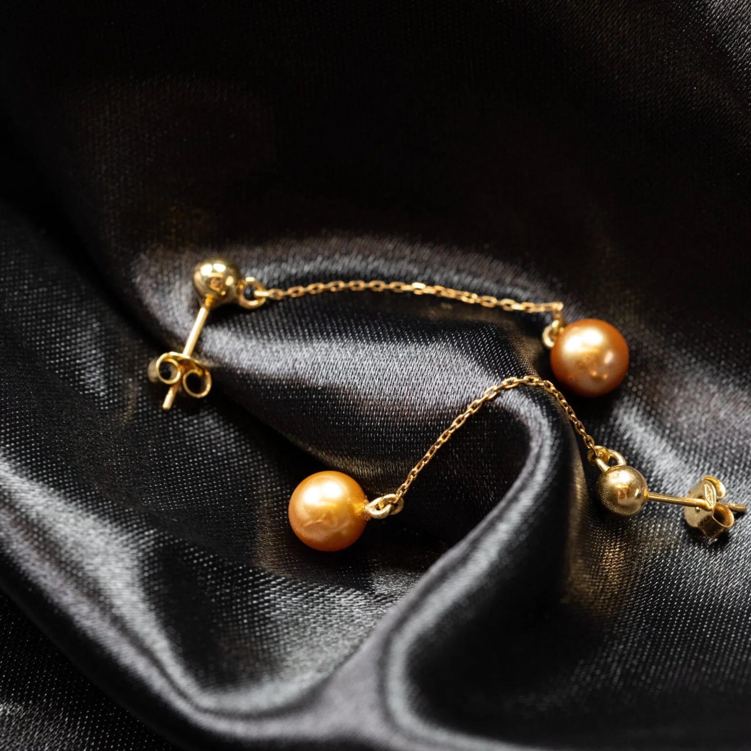 Golden South Sea Pearl 8mm Drop Earrings in 18k Gold