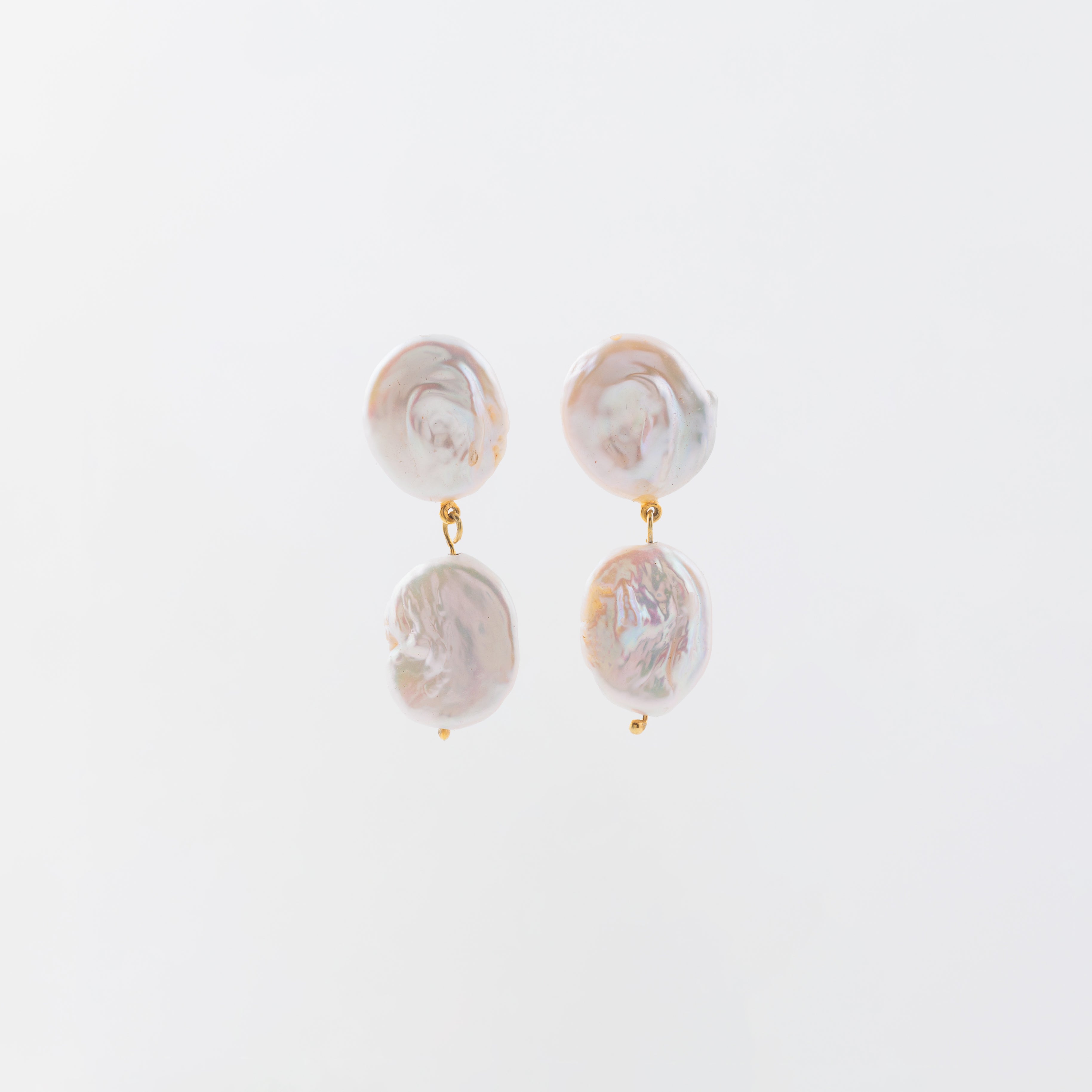 White Coin Baroque Pearl Drop Earring