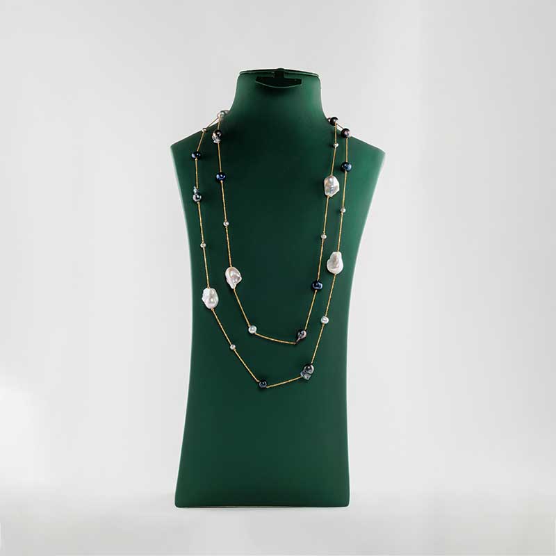 Midnight Baroque Long Pearl Necklace – 180cm